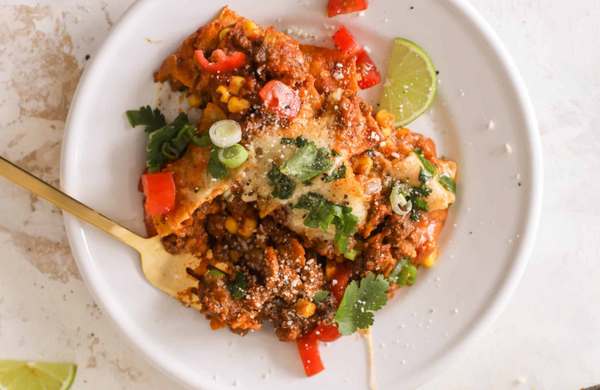 Cheesy Beefy Enchilada Bake