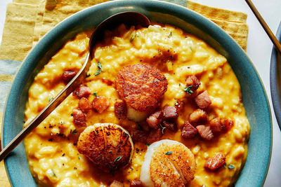 🎃 Pumpkin Risotto with King Oyster “Scallops” – Creamy & Comforting