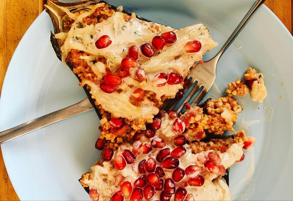 Eggplant with Quinoa Pilaf
